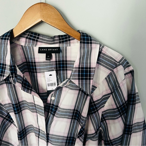 Lane Bryant Plaid Button Down Shirt NWT Size 24 - Picture 3 of 5
